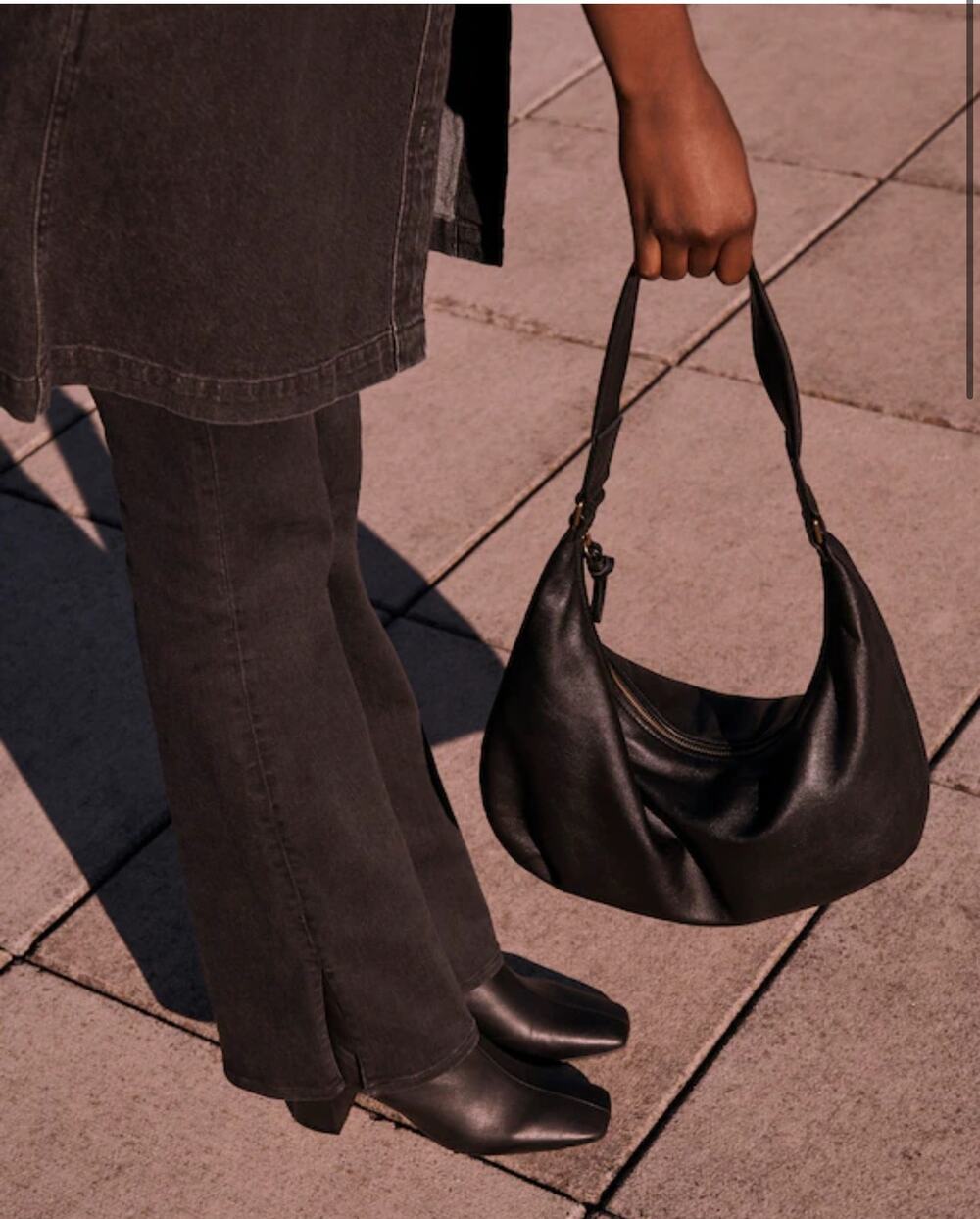 Madewell The Piazza Slouch Shoulder Bag True Black Leather NI330 Y2k 90s